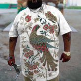 Men's Floral Peacock Plus Size T-Shirt